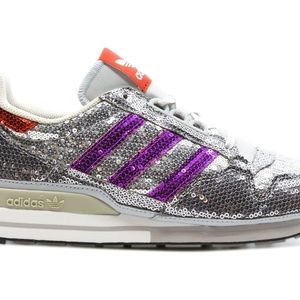 Adidas Women’s ZX 500 Sequin Clear Grey/ Shock Purple/Red